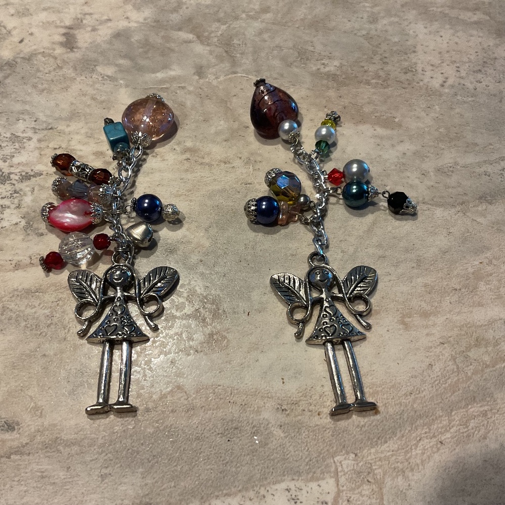 Fairy Charm on chain of beads 4” long handmade